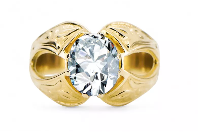 Aur galben 14K Zircon Inel Stil Vintage vrc135y